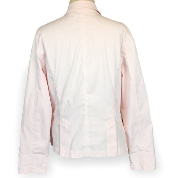 St. John’s Bay. Pink & white stripe blazer sz M - Picture 2 of 6